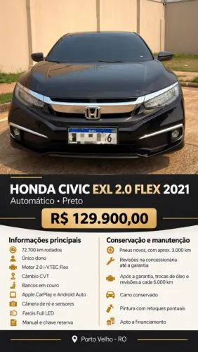 Honda Civic Sedan EXL 2.0 Flex 16V Aut.4p 2021