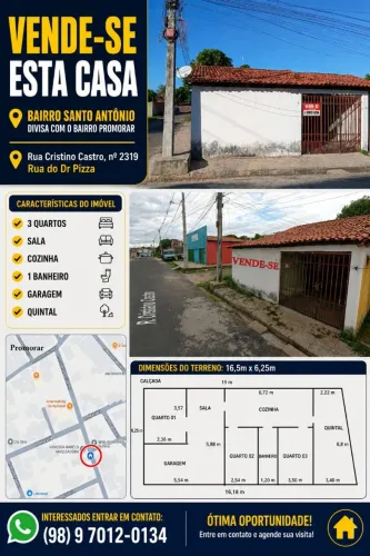 Vende-se uma casa próximo ao hospital do promorar