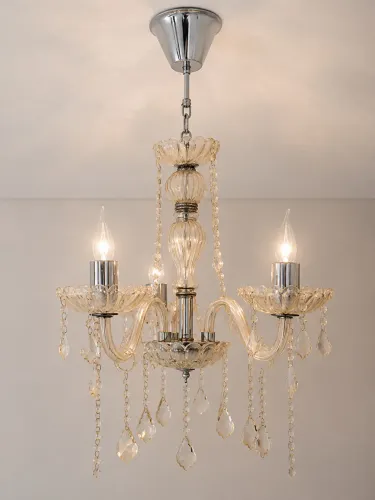 Lustre Decorativo 5 Braços Estilo Cristal Âm bar - Seminovo