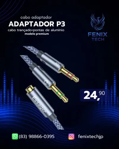 CABO ADAPTADOR P3 para fone (NOVO)
