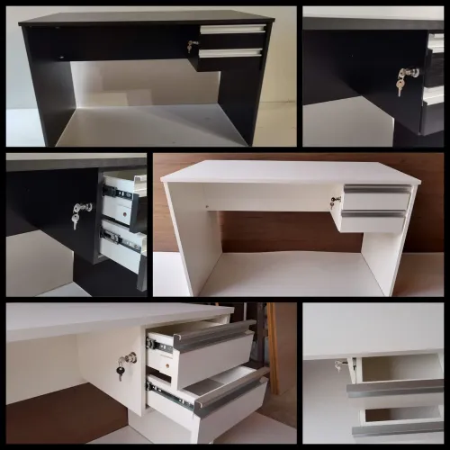 Mesas retas com gaveta em MDF 18mm, valor unitário r$650 em até 3X no cartão sem juros