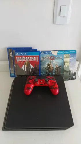 ps4 usado, 1 controle, 6 jogos físicos