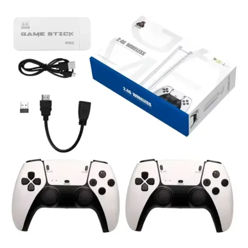 Console Game Stick Pro PS5 4K UHD +1000 Jogos 2 Controles Sem Fio - Branco