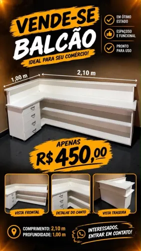Vendo balcão em L