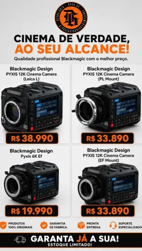 Blackmagic PYXIS 12K Cinema Camera ? Câmera Profissional de Cinema | Original + Garantia