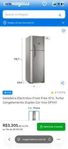 Geladeira/ Refrigerador Eletrolux Inox