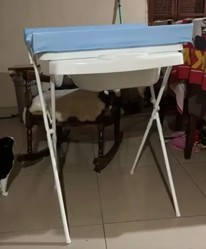 banheira luxo com suporte dobrável trocador e saboneteira