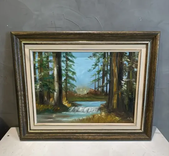 Quadro Decorativo Paisagem Natureza Cachoeira Óleo Sobre Tela