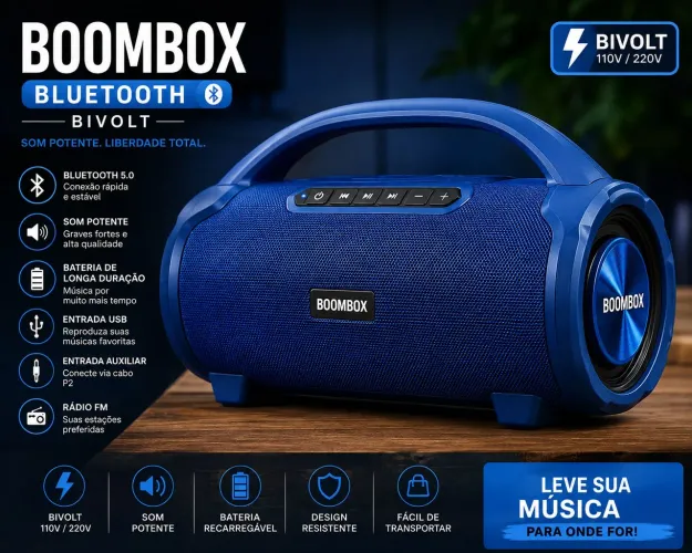 Caixa de som bombox bivolt