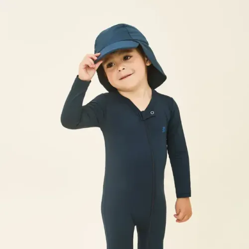 Boné infantil bebe com proteção solar uv fpu50+ Azul com forro Azul