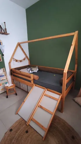 Cama Solteiro Casinha Infantil com Baús