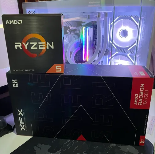 Ryzen 5 5500 + RX 7600 XFX 8GB | Kit Gamer | Pouco Uso | Caixa Original