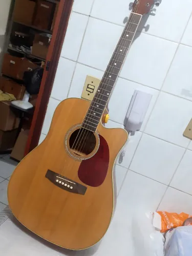 Violão Elétrico Marquês MA2528 Folk Cutway com Afinador Tampo Sólido Aço - Estuda Troca