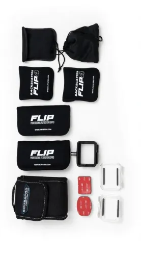 Kit Completo Backscatter FLIP4 + MacroMate Mini +15 + Filtros GoPro Mergulho Profissional