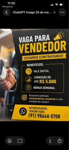 Vaga para vendedor