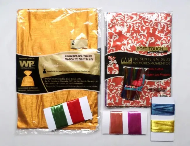 Sacos P/ Presentes Soft Texturizados Lisos e Estampados (2 Tamanhos) + Lacres e Fitilhos