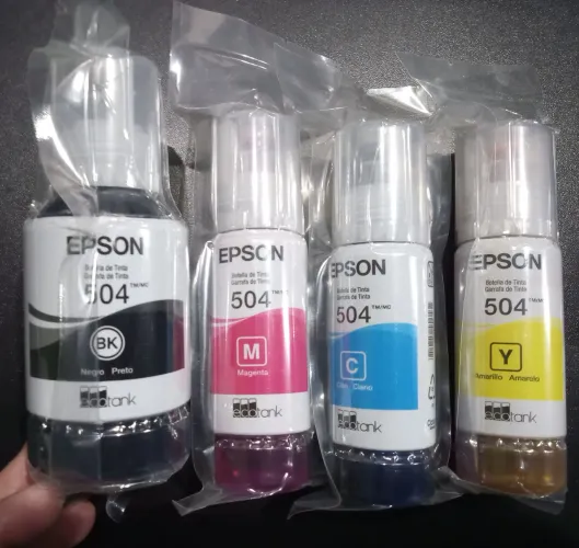 Kit com 4 tintas Epson originais lacradas à vácuo