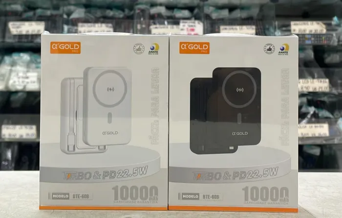 Power Bank 10.000mAh Magnético 22.5W AGOLD BTE-60B Carregador Portátil