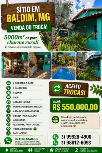 Vendo. Chácara em Baldim 