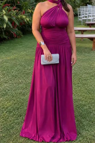 Vestido longo pink/magenta