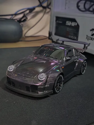 Carrinho de Controle Remoto Drift 4x4 Porsche 911 C/8 Cones e 2 Jogos de Rodas