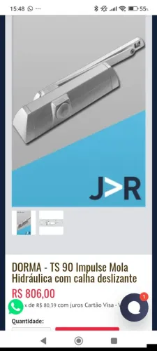 MOLA AEREA -DORMA - TS 90 Impulse Mola Hidráulica com calha deslizante