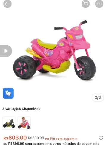 Moto elétrica infantil