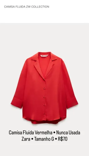Camisa Fluida Vermelha Zara - Nunca usada
