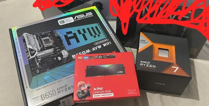 Kit GAMER RYZEN 7, 32GB DDR5, Placa Mãe b650M