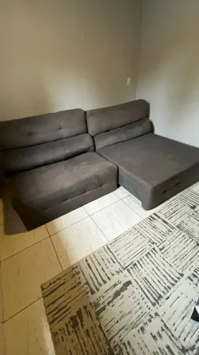 Sofá Retrátil 2,40m Suede Cinza | Muito Confortável | Ideal para Apartamento