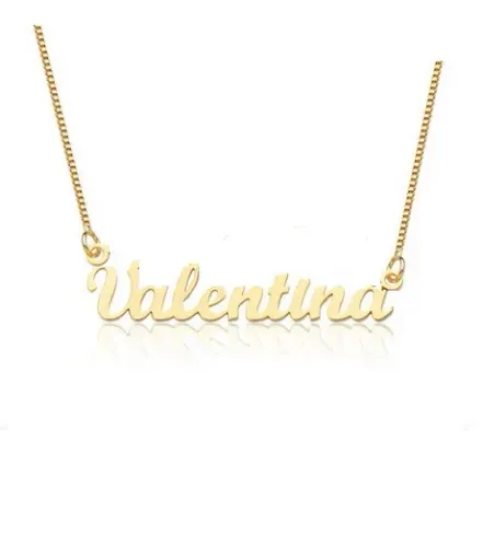 Cordão Nome Personal Valentina Ouro 18 K Peso 2,30 Gramas 45 Cm Todos Nomes