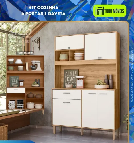Kit armario de cozinha 6 portas e 1 gaveta