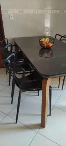Mesa em MDF e Vidro + 6 Cadeiras Allegra Top Chairs