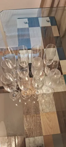 TAÇAS DE CHAMPANHE DE CRISTAL 12 UNIDADES