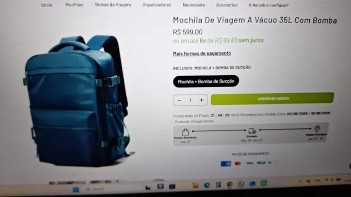Mochila a vácuo com bomba de sucção