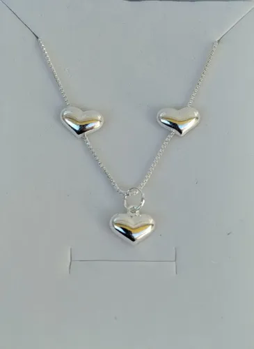 Conjunto coração abaulado de Prata 925