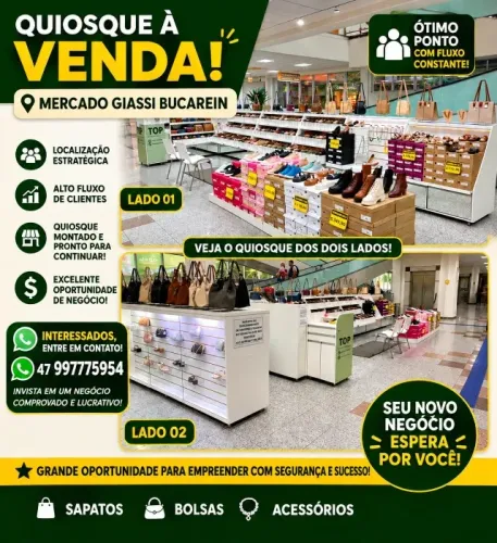 Quiosque de sapatos, bolsas e acessorios femininos