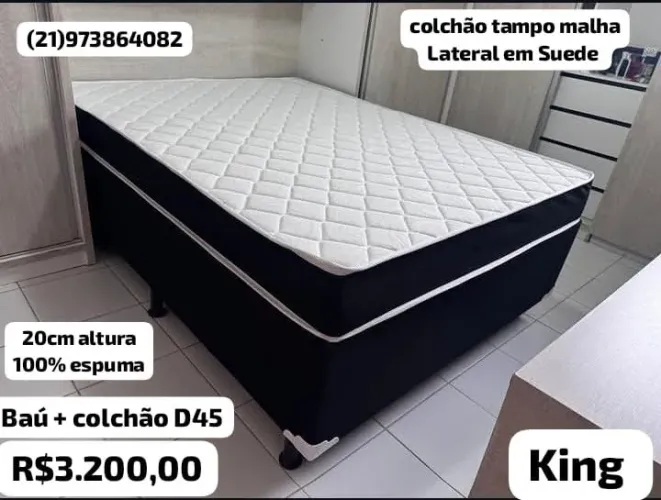 Baú king + colchão 