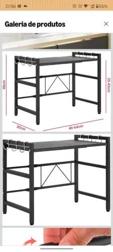 Suporte organizador para microondas com prateleira 