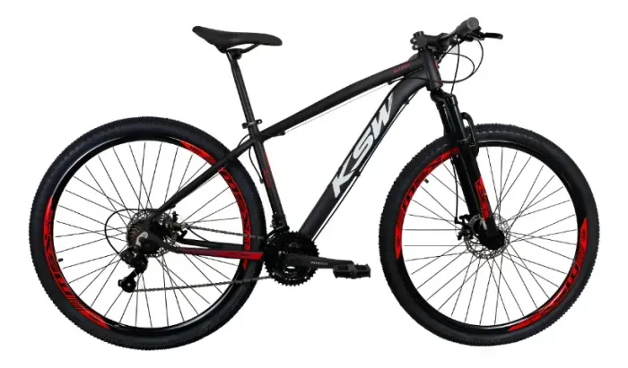 Bicicleta Aro 29 Ksw Xlt Aluminio 21v Cambios Index Cor Preto/vermelho Tamanho Do Quadro 1