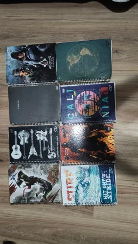 8 cadernos com coisa escrita