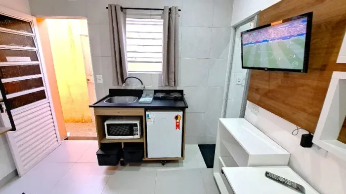 Studio novo, todo mobiliado, em local seguro no Centro de Santo Amaro