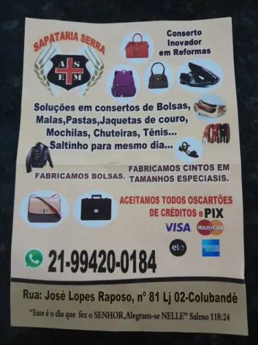 Precisando consertar sapatos,bolsas e malas?