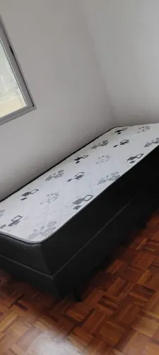 v Cama Box Solteiro Conjugada Unyco D28 Ortopédico Floral E... Cor BrancoCama Box Solteiro