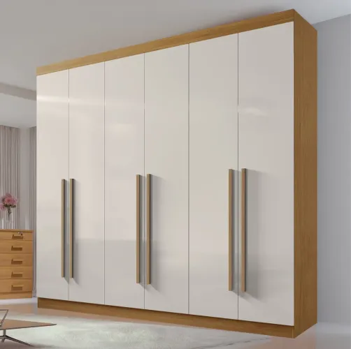 Guarda-Roupa 6 Portas Da Vinci 2,75 m Cinamomo/Off White tt98