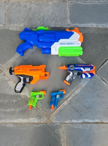 ?Lote Kit 5 Nerf Originais - Super Soaker + Laser Firestrike