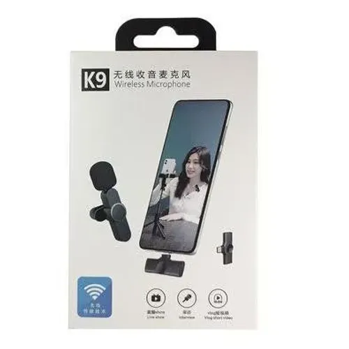 Microfone de lapela K9 tipo-C recarregável
