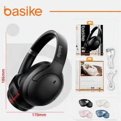 Headphone Basike BA-FON193 Bluetooth ANC Preto - Bateria de até 40h