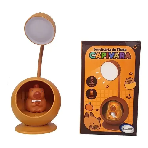 Luminária Mesa Abajur Led Capivara Articulada Recarregável<br>