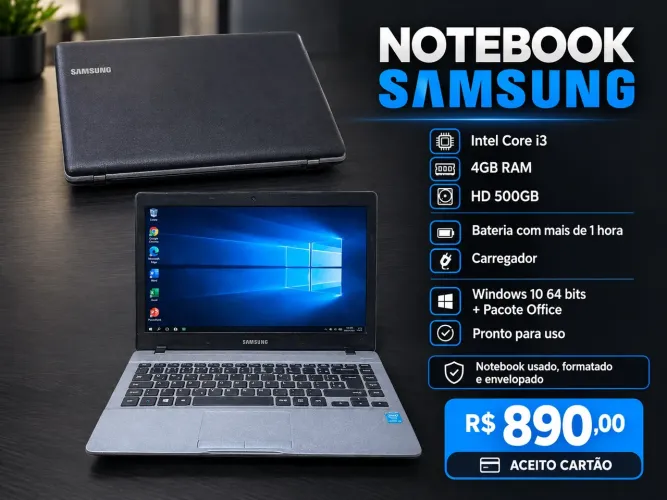 Notebook Samsung Intel core i3 , completo bateria boa, garantia, chama 